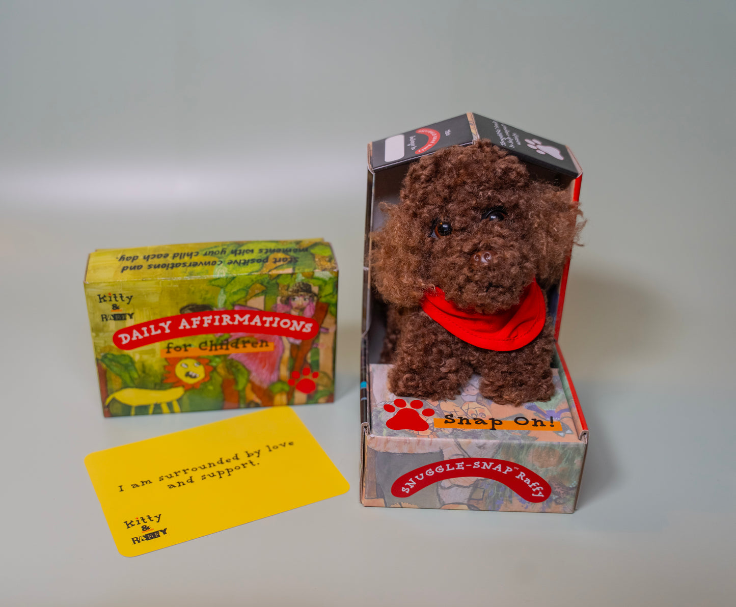 SNUGGLE-SNAP Raffy 🐶+ Affirmation Cards 🎴 + FREE Kitty and I Storybook 📖