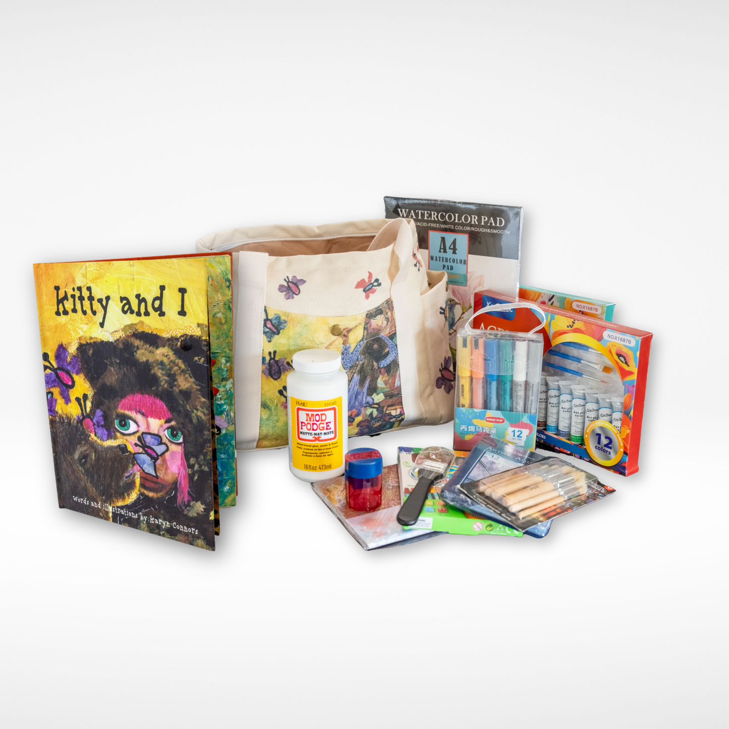 Art Starter Kit Bundle 1 with “Kitty and I” art version book with QR codes